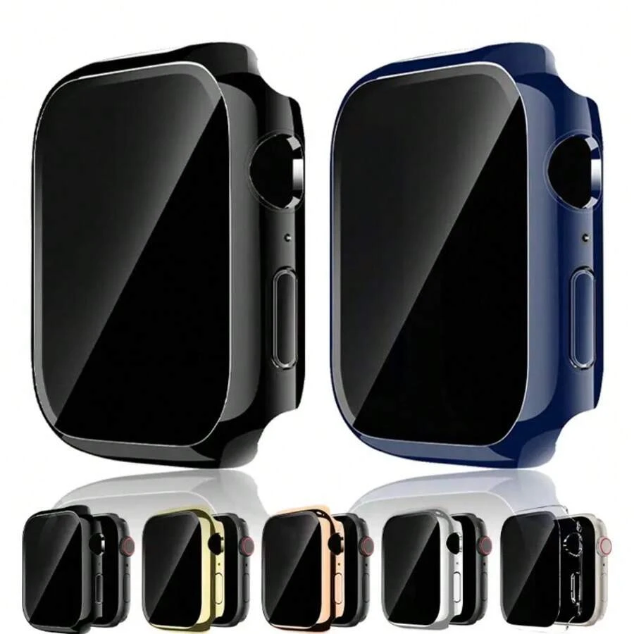 Funda de privacidad compatible con Apple Watch de 46mm, 42mm, 44mm, 45mm, 41mm, 40mm, [antiespionaje] protector de pantalla de vidrio templado, funda dura de PC compatible con Apple Watch Series 10, 9, 8, 7, 6, 5, 4, SE, Ultra/Ultra 2 - multicolor - Ver 1
