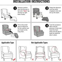 Wing Back Chair Cover Stretch Vintage Floral Armchair Seat Protector Slipcover Wingback Armchair Chair Cover Stretch Printed Chair Protector Slipcover For Home Living Room - Blue and White - View 4