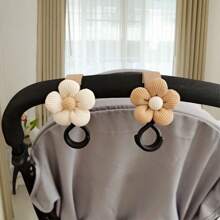 1 opakowanie haczyków do wózków dziecięcych Flower Stroller, różowy/beżowy/kamelowy, wielofunkcyjny haczyk do wózków dziecięcych Flower 3D - plastikowy, idealny do podróży dla maluchów