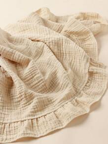 1件柔软透气100%纯棉纱布婴儿毯，带荷叶边，可用作新生儿襁褓、婴儿车遮阳篷、浴巾或婴儿房桌布