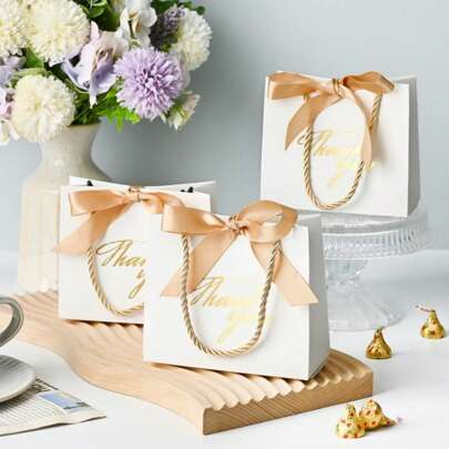 10 Pcs Small Gift Bag, Small Thank You Bag With Handles, Mini Gift Wrap Bags Bulk, Mini Paper Gift Bags, For Holiday, Wedding, Birthday, Bridal Shower, Thanksgiving Day (5.5 X 2.4 X 4.7 Inches) Party Favors Room Decor Bride Gifts Graduation Birthday Decorations Party Decorations