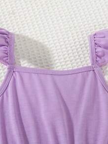 Set de 3 vestidos casuales sin mangas con escote cuadrado para niñas jóvenes - Morado - Ver 9