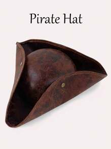 1pc Unisex Pirate Hat Leather Sailor Tricorne Hat, Caribbean Pirate Captain Hat For Party, Stage Performance, Costume, Cosplay
