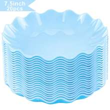 20Pcs Blue Plastic Plates | 10.25" Dinner Or 7.5" Salad Plates | Heavy Duty Sturdy Disposable Plates For Mother's Day, Birthday & Party Decor - 蘭色 - 查看 1