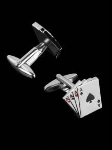 Creatieve speelkaarten Franse manchetknopen & stropdas clip set voor mannen, luxe accessoire cadeau voor Vaderdag & Valentijnsdag, moeder, moederdag, cadeau