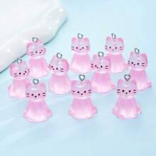 10pcs Lovely Glow-In-The-Dark 3D Cat Pendant, Transparent Resin Cat Pendant For DIY Necklace, Earrings, Bracelet And Keychain Jewelry Making, Colorful Resin Animal Charms Crafting Accessories - Luminous Resin Cat Pendant - View 3