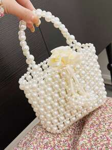 حقيبة يد فرنسية بالخرز اللؤلؤي، حقيبة كتف، حقيبة كروس بودي مزخرفة بالخرز، منتج نهائي، حقيبة هاتف للسيدة الأنيقة للربيع/الصيف 2025