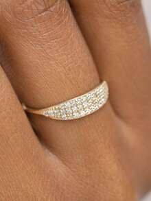 1 件 925 纯银璀璨方晶锆石戒指，适合女士、订婚/结婚的优质珠宝礼物