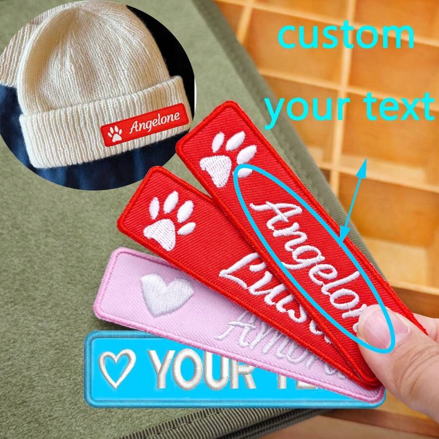 Customize A Personalized Dog Paw And Heart-Embroidered Name Patch With Hook Backing,Suitable As Mother's Day Gift - Multicolor - View 1