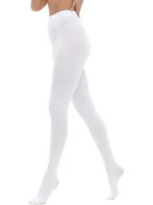1 par de medias opacas de mujer de estilo de moda de terciopelo, calzas multicolores