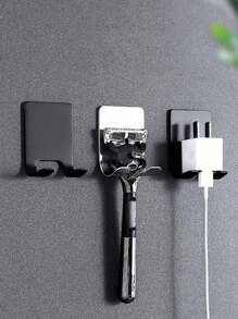 1/2pcs Plastic Shaver/Razor Wall Mount Hooks, Multifunctional No Drill Power Plug Razor Holder & Phone/Bag Organizer Home Bathroom Decor Fall Decor Back To School