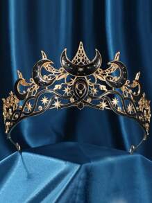 Kronen-Haarteil Haarschmuck, Mond Stern Sonnen Göttin Haarspangen, mit Strass verzierte Krone, universell für Damen und Herren