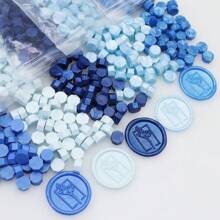 100pcs/Bag Blue Wax Sealing Beads, Octagonal Shape, Used For Envelope Seals, Wedding Invitations, Gift Packaging
