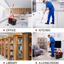 Zestaw mopa obrotowego ze stali nierdzewnej do czyszczenia podłóg 360° i wiadra, wiadro do mopa łazienkowego wyposażone w 3 ultracienkie wymienne końcówki mopa z mikrofibry i 61-calową regulowaną rączkę, nadaje się do czyszczenia podłóg i łodzi.