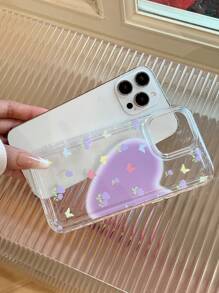 Fashionable And Delicate Purple Heart, Flower And Butterfly Transparent Airbag Anti-Fall Mobile Phone Case Compatible With Apple Phones - Multicolor - View 4