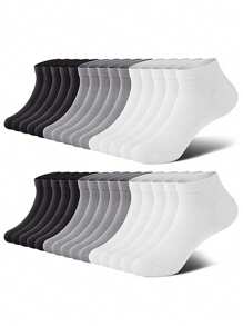 1/5/10/30 Pairs Men's Solid Color Simple Sports Style Ankle Socks