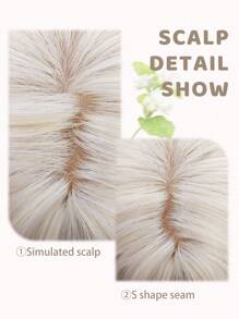 1 片合成耐热卷发刘海假发金色 12 英寸全编织日常自然逼真假发。 - 金色 - 查看 7