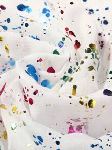 1pc Rainbow Foil Scarf, Casual Everyday Accessory For Dress - White - View 3