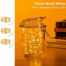 3 Pcs Fairy Lights Battery Operated String Lights - 6.56ft 20 LED Mini String Lights Wire Firefly Lights For Vases Mason Jars DIY Crafts Plants Table Centerpieces Wedding(Cool White/Warm White) - White - View 12