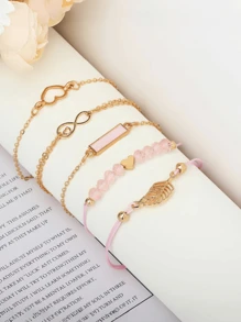 6 Pcs Cute Elegant Ladies Digital Watch Square Simple Digital Watch Best Bracelet Set Ladies Jewelry Set
