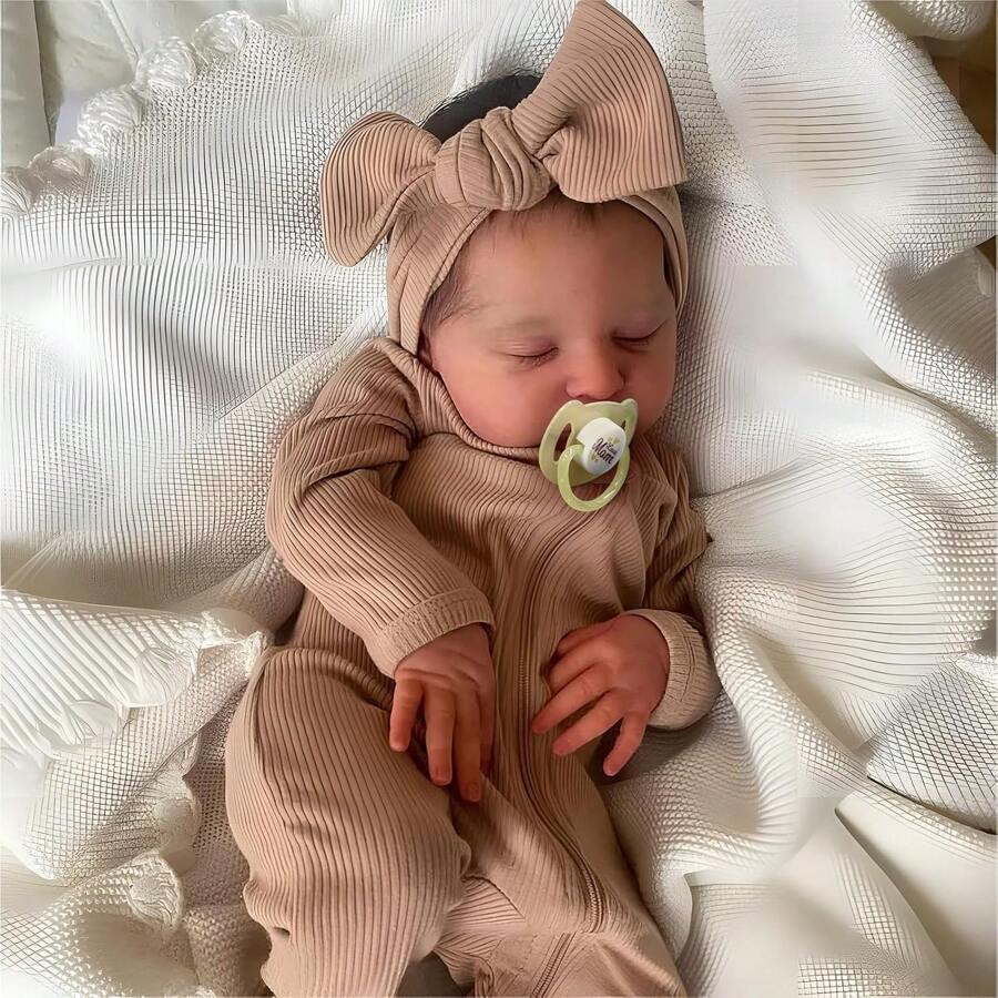 Reborn Doll Girl 19 Inch Handmade Washable Reborn Babies Soft Vinyl Body, Reborn Baby Dolls Looks Like A Real Baby (Closed Eyes Girl) - 彩色 - 查看 1