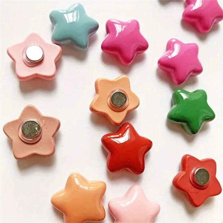 10pcs Star Shape Fridge Magnets - Made Of Resin Material, Mini Cute Refrigerator Magnets For Home Decor, Whiteboard, Photo Clips - Multicolor - View 6