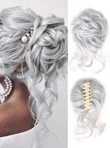 Pièce de chignon désordonné, chouchou, extension de cheveux pour chignon ébouriffé, queue de cheval bouclée et ondulée, chignon synthétique pour femmes et filles, mariage
