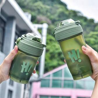 1pc 500ml Sports Water Bottle, Fitness Shaker Cup, Heat-Resistant Water Bottle, Made Of PP Material, Portable Plastic Water Cup For Daily Life And Sports