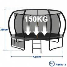 Trampoline Complete Set With Net, Ladder, Edge Cover & Accessories Children's Trampoline Garden Trampoline Load Capacity 150 Kg - Black - View 8
