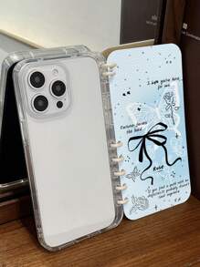 1pc Compatible With Iphone 11 12 13 14 Pro Max 15 16 Pro Max Flip Case - Clear - Bow Knot Butterfly + White Ring S24U A54 A15 A34 Phone Case