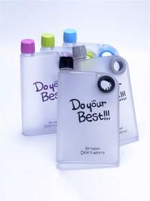 1 pieza Botella de agua transparente de viaje de 380ML, de estilo deportivo con anillo de AS+PP, de peso ligero y con acabado mate plano, adecuada para adultos y viajes al aire libre