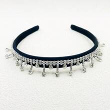 1 件波西米亚风格水钻镶嵌银链流苏头带，奢华发饰（链条位置随机） - 銀色 - 查看 9