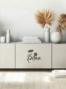 闪闪发光的相信蜻蜓向日葵贴纸——以优雅的字母组合和蜻蜓装饰、疗愈设计、用于客厅和卧室装饰的一次性艺术贴纸、可爱的房间装饰、家居装饰点亮创意生活。 - 均碼 - 查看 5