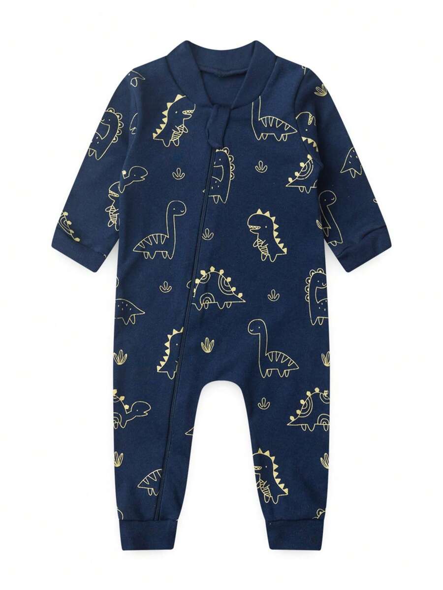 BEBE FOFUXO Baby Jumpsuit Without Feet With Zipper Suede Print (NB/S/M/L/1) - Màu xanh Cadet - Xem 1