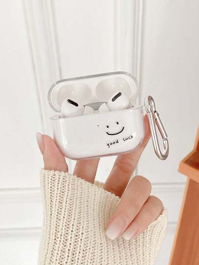 Lucky Smiling Face Earphone Case Compatible With Apple Pro 2/ 3 Wireless Earphones, Transparent Soft Protective Cover