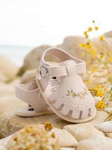 Infant Girls Sandals Summer Shoes Outdoor First Walker Toddler Girls Shoes For Summer Elegant White Embroidery