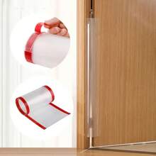 1pc Door Gap Protector Strip - Anti-Pinch Hand Safety, With Red Trim, Flexible Material For Effective Door Closure Protection - White - View 1