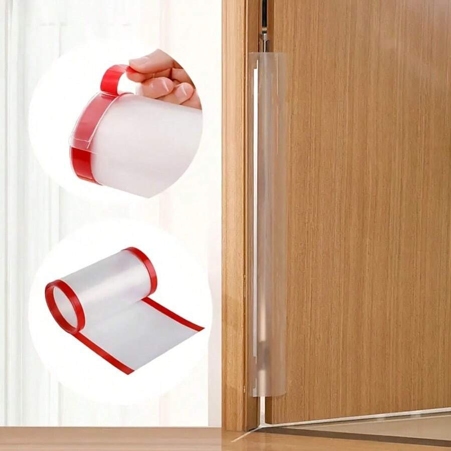 1pc Door Gap Protector Strip - Anti-Pinch Hand Safety, With Red Trim, Flexible Material For Effective Door Closure Protection - White - View 1