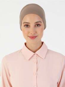 1pc Style Classic Solid Color Soft, Breathable, Stretchy Wide-Banded Absorbent Non-Slip Multifunctional Headband/Hijab Cap, Suitable For Sports, Yoga, Makeup, And Daily Wear