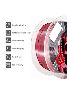 Silk Black Red Gradient PLA 1KG 3D Printed Filament, Bi-Color Gradient, High Toughness, Shiny Texture, Diameter 1.75mm, Low Shrinkage, Dimensional Accuracy +/- 0.02mm, Smooth Surface Plastic Material [Spool Color Random]