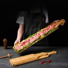 优质木制餐盘，适合盛放热锅、肉类和奶酪，以及厨房和餐厅的长方形盘子 - 原木色 - 查看 1