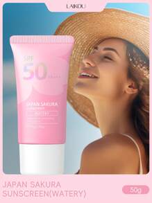 LAIKOU 1瓶莱寇日本樱花亮白防晒乳液，50克 SPF50 PA+++，防水面部及身体防晒霜，有效阻隔紫外线，适合旅行、露营、徒步、户外活动、海滩、夏季护肤，女士及女孩礼品套装