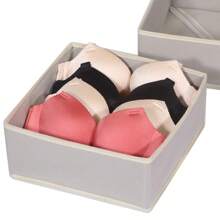 1/4 Packs Foldable Cloth Storage Box Closet Dresser Drawer Organizer Fabric Baskets Bins Containers Divider For Clothes Underwear Bras Socks Clothing - Light Grey (beige Edge) - View 4