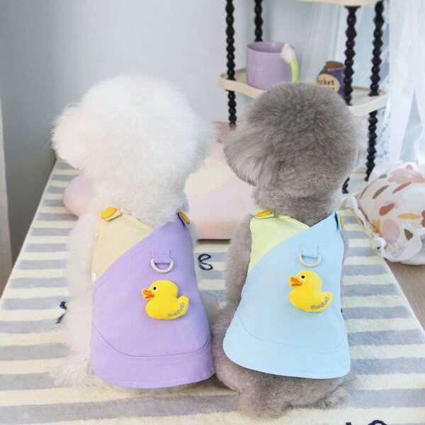 Cute Small Yellow Duck Design Dog Clothes Pet Vest Shirt, Lightweight Spring Summer Cat Apparel