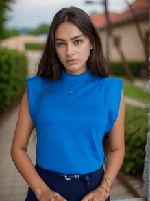 Basic Muscle Tee Discreet Side Detail Comfortable And Basic Beautiful Stylish Alternative A Luxury - Blue - View 1