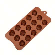 1pc Rose Silicone Cube Mold, Rose Chocolate Candy Baking Mold, For Making Cookies, Ice Cubes, Gummies, Etc. - Brown - View 6