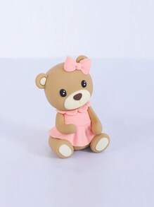 1pc Đồ trang trí bánh sinh nhật hình chú gấu bông màu hồng và xanh hoạt hình, đồ trang trí tiệc tại nhà - Nhiều màu - Xem 7