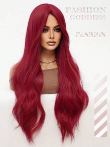 clouder Burgundy Long Hair Wavy Synthetic Wig Women Fashion Red Wig Natural Look Lightweight Breathable Center Parted Bangs Natural Look Heat Resistant Wig Braided Fiber Daily Party Use Elegant Fashion Wig Costume Wig Cosplay 34 Inch