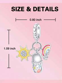 Silver Plated Charm Sun Slippers Rainbow Starfish Ocean Series Blue Pendant Charm Pendant Ball Suitable For Bracelets DIY Women's Jewelry - Silver - View 5