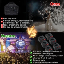 Juego pequeño y portátil de 6 piezas de la máquina fría de fuegos artificiales con control remoto doble y control remoto para el cumpleaños/boda/concierto/evento grande - Negro - Ver 9